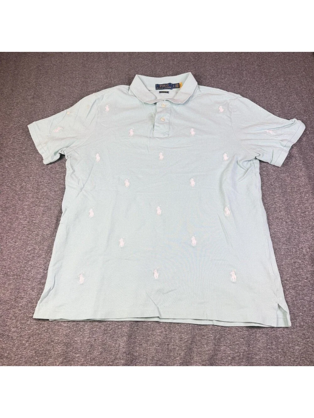 Polo Ralph Lauren Polo Shirt Mens L Green Classic Fit Embroidered Pony Logo